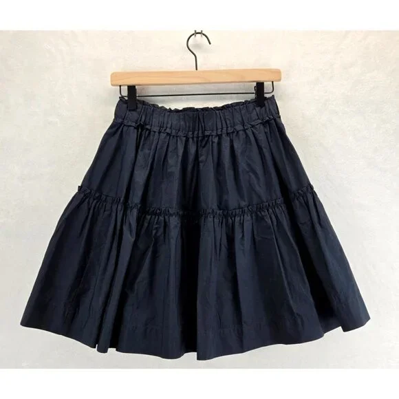 Navy Blue Skirt Mini Broomstick Tiered XS Elastic Waist Cowgirl Anthropologie - Picture 6 of 11
